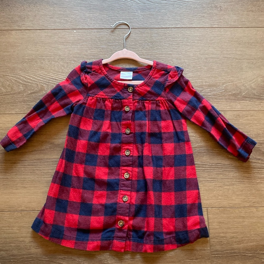 Hanna Andersson Infant Red and Black Flannel Dress 18M-24M